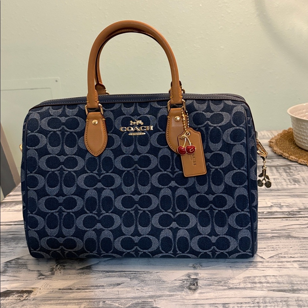 COACH ROWAN LARGE SATCHEL BAG IN SIGNATURE CANVAS/GOLD HARDWARE NWOT